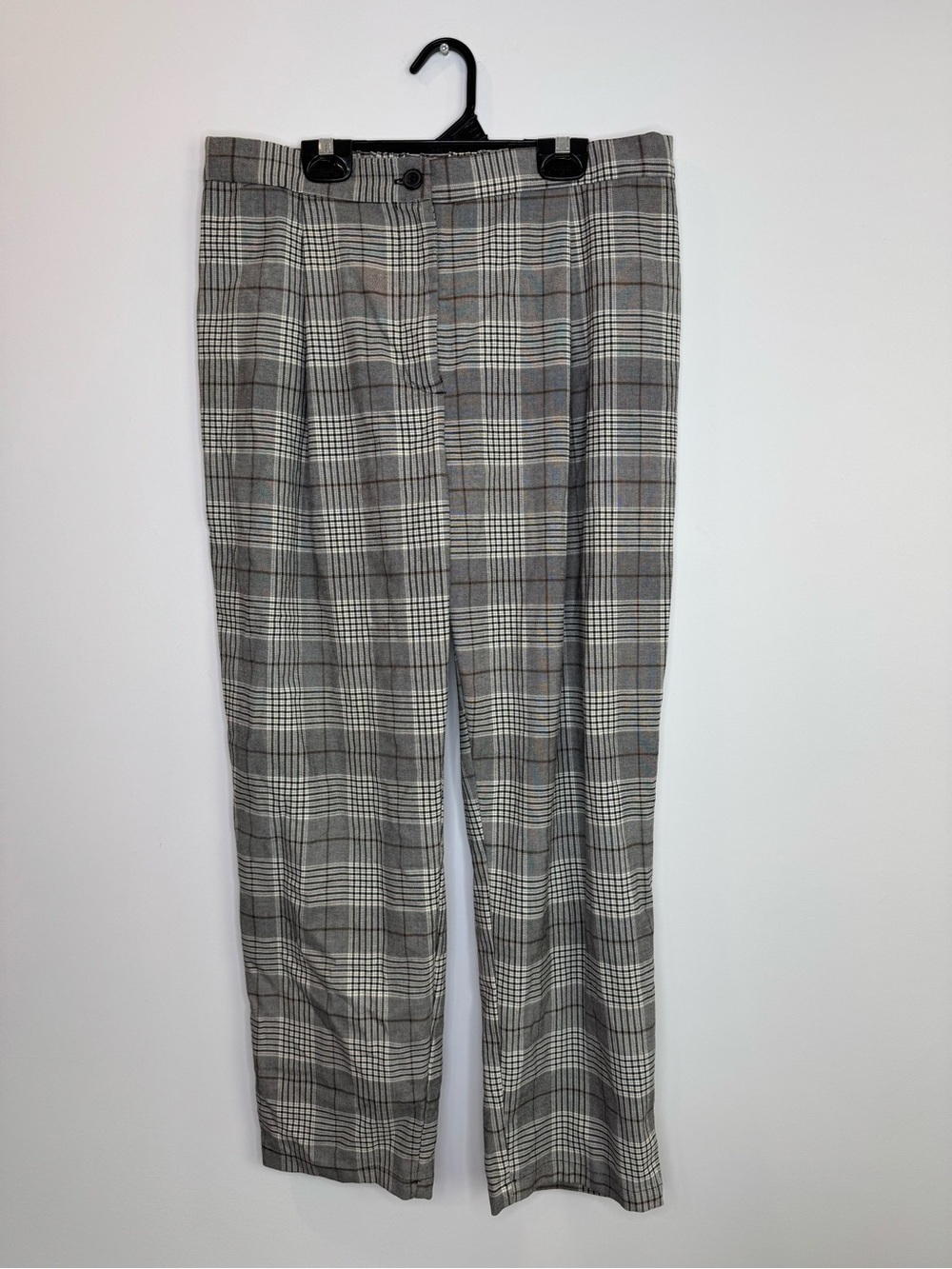 H&M Gray Plaid Dress Pants size 10 elastic waist ankle length